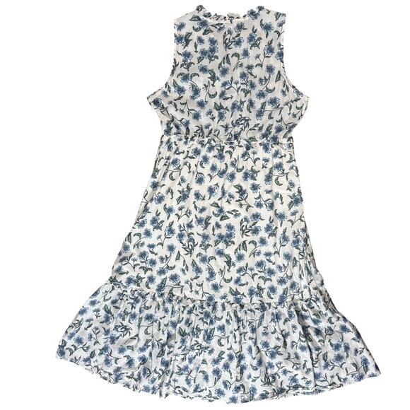 J.Crew Blue Floral Maxi Dress Women’s Medium Boho Ruffle Hem Summer V-Neck - Picture 5 of 10